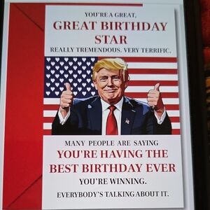 Trump Patriotic Birthday Card with Red Accents Blank Inside